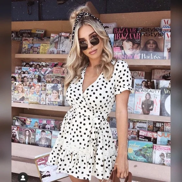 Polka Dot Wrap Dress - Picture 1 of 4